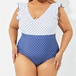 Meet Curve polka dot ruffle one piece bathing suit swimsuit